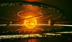 Preview wallpaper ball, fire, glow, planet, art