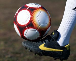 Preview wallpaper ball, foot, football, football boots, field