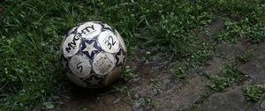 Preview wallpaper ball, football, dirt, grass