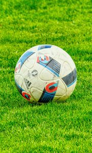 Preview wallpaper ball, football, lawn, grass