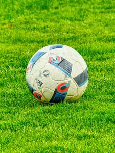 Preview wallpaper ball, football, lawn, grass