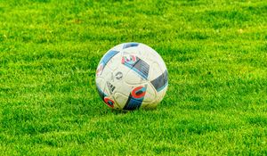 Preview wallpaper ball, football, lawn, grass