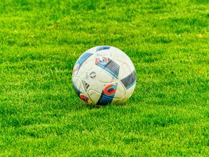 Preview wallpaper ball, football, lawn, grass