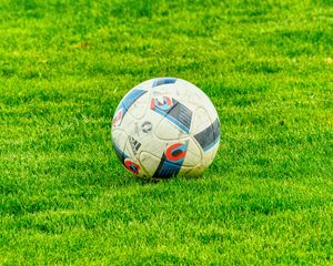 Preview wallpaper ball, football, lawn, grass