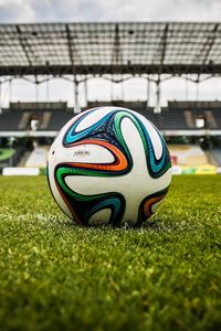 Preview wallpaper ball, football, lawn, stadium