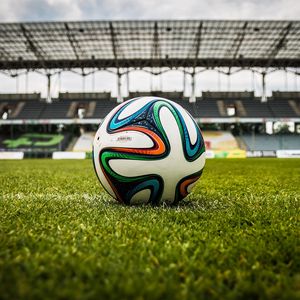 Preview wallpaper ball, football, lawn, stadium