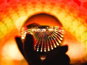 Preview wallpaper ball, glare, bokeh, red, orange