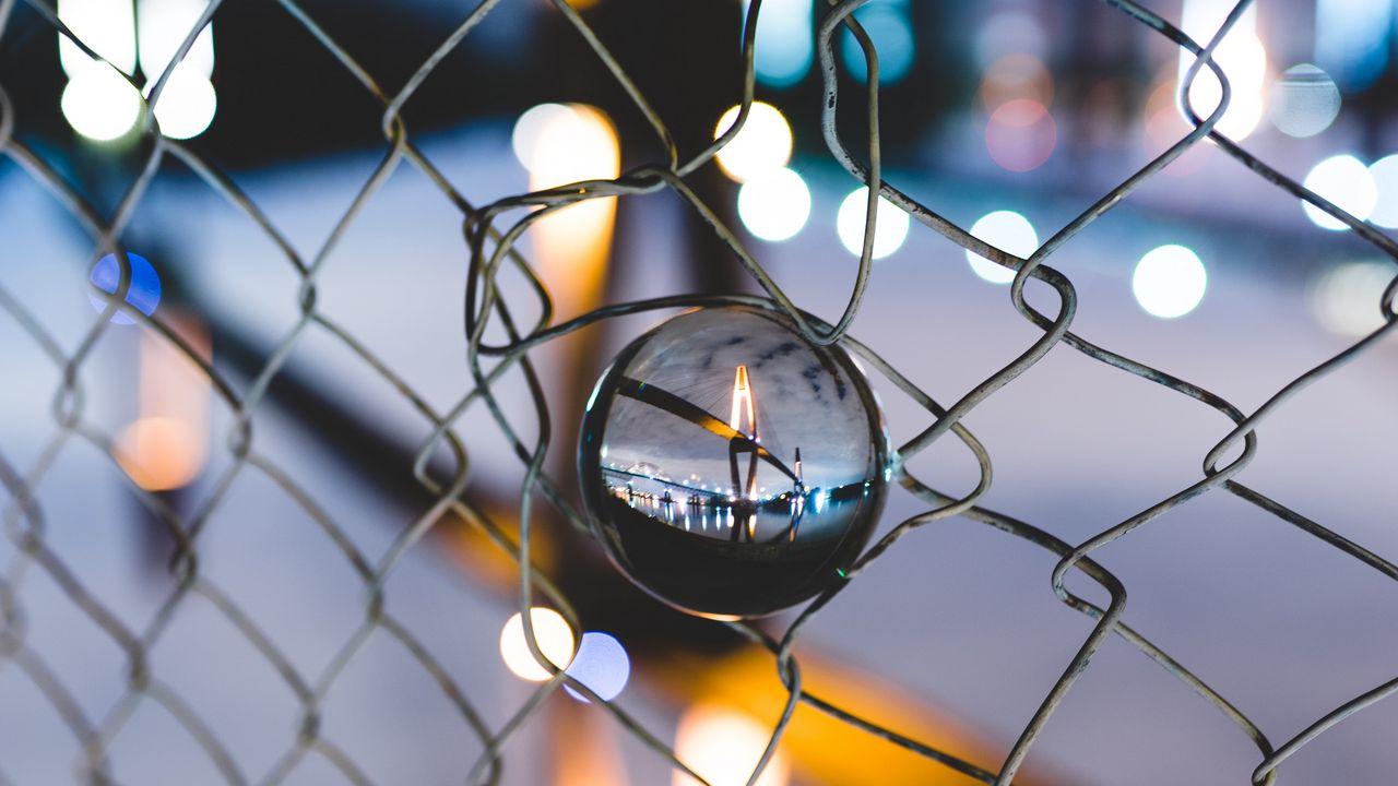 Wallpaper ball, glass, fence, mesh, light