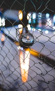 Preview wallpaper ball, glass, fence, mesh, light