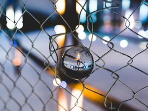 Preview wallpaper ball, glass, fence, mesh, light