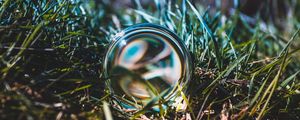 Preview wallpaper ball, glass, grass, close-up