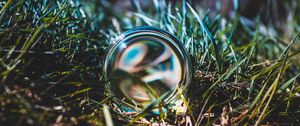 Preview wallpaper ball, glass, grass, close-up