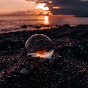 Preview wallpaper ball, glass, macro, sunset, blur