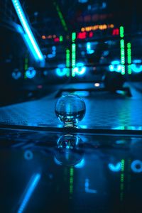 Preview wallpaper ball, glass, neon, reflection, blue