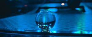 Preview wallpaper ball, glass, neon, reflection, blue