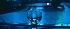 Preview wallpaper ball, glass, neon, reflection, blue