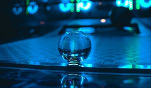 Preview wallpaper ball, glass, neon, reflection, blue