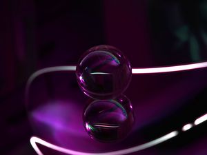 Preview wallpaper ball, glass, purple, transparent, lines