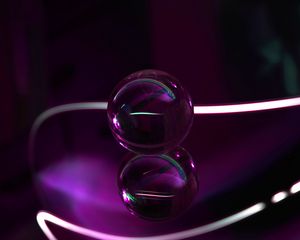 Preview wallpaper ball, glass, purple, transparent, lines