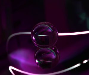 Preview wallpaper ball, glass, purple, transparent, lines