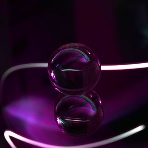 Preview wallpaper ball, glass, purple, transparent, lines