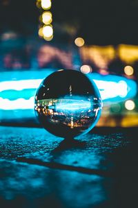 Preview wallpaper ball, glass, reflection, mirror, light, bokeh