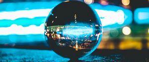 Preview wallpaper ball, glass, reflection, mirror, light, bokeh