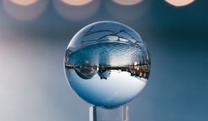 Preview wallpaper ball, glass, reflection, sphere, blur, bokeh