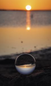 Preview wallpaper ball, glass, reflection, sand