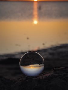 Preview wallpaper ball, glass, reflection, sand