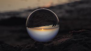 Preview wallpaper ball, glass, reflection, sand