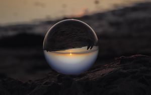 Preview wallpaper ball, glass, reflection, sand