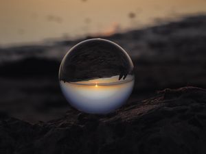 Preview wallpaper ball, glass, reflection, sand