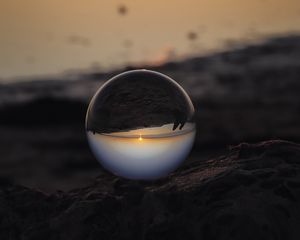 Preview wallpaper ball, glass, reflection, sand