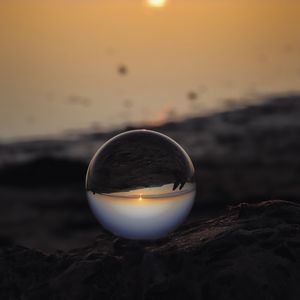 Preview wallpaper ball, glass, reflection, sand
