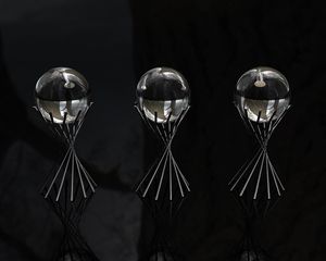 Preview wallpaper ball, glass shape, reflection, metal