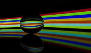 Preview wallpaper ball, glass, stripes, reflection, darkness