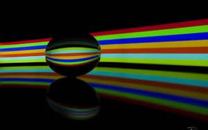 Preview wallpaper ball, glass, stripes, reflection, darkness