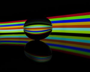 Preview wallpaper ball, glass, stripes, reflection, darkness