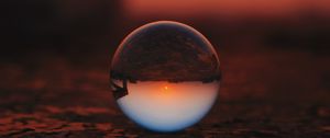 Preview wallpaper ball, glass, sunset, transparent, reflection, macro
