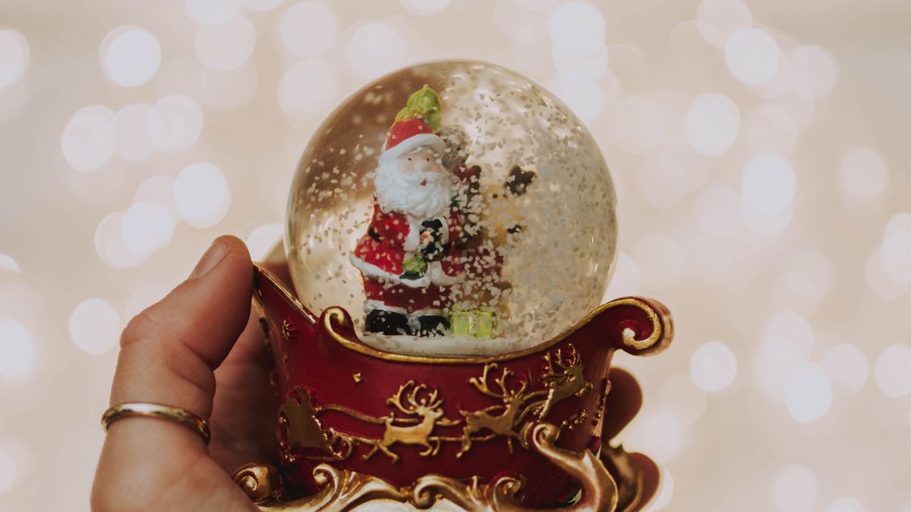 Wallpaper ball, glass, toy, santa claus, new year
