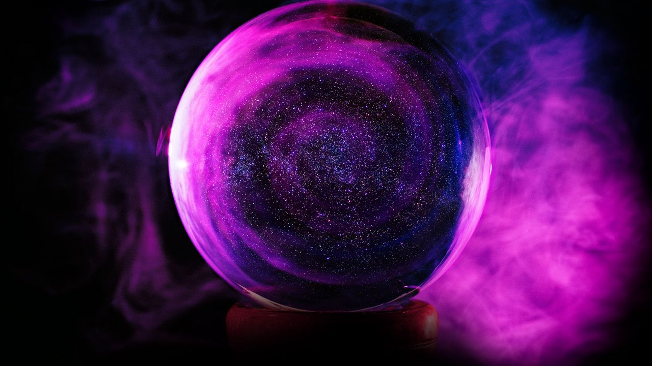 Wallpaper ball, glitter, purple, glass