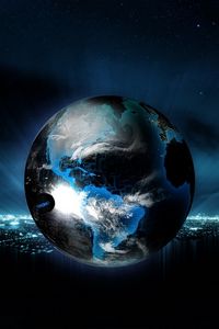 Preview wallpaper ball, globe, planet, light, neon, background