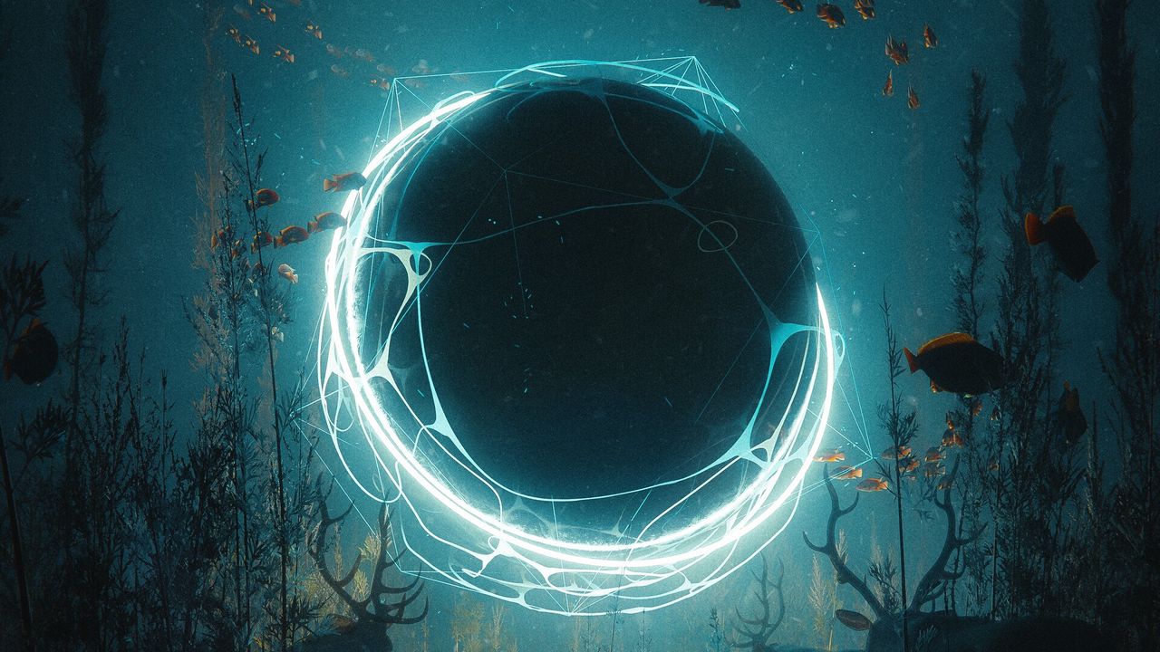 Wallpaper ball, glow, fish, deer, art