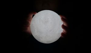 Preview wallpaper ball, glow, hands, child, dark, moon