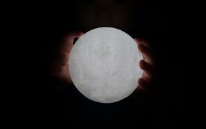 Preview wallpaper ball, glow, hands, child, dark, moon