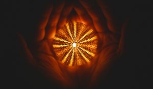 Preview wallpaper ball, glow, hands, dark, darkness