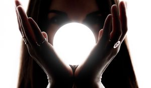 Preview wallpaper ball, glow, light, girl, hands