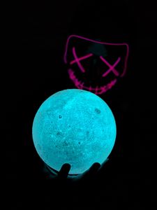 Preview wallpaper ball, glow, mask, dark, blue
