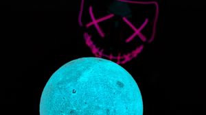 Preview wallpaper ball, glow, mask, dark, blue